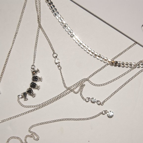 NEW Simulated Crystal Layered Choker Necklace NWT - Picture 5 of 7